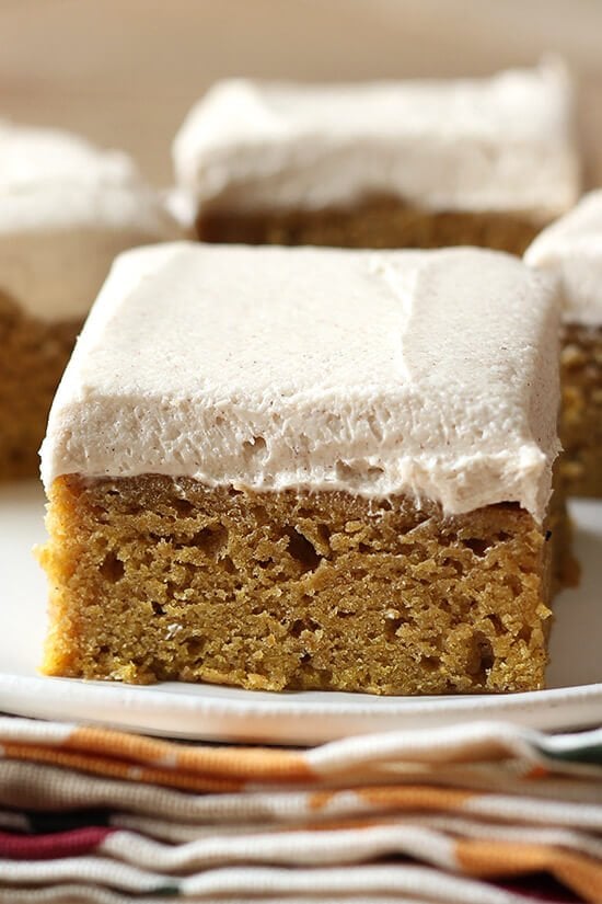 Pumpkin Bars with Brown Sugar Frosting - Handle the Heat