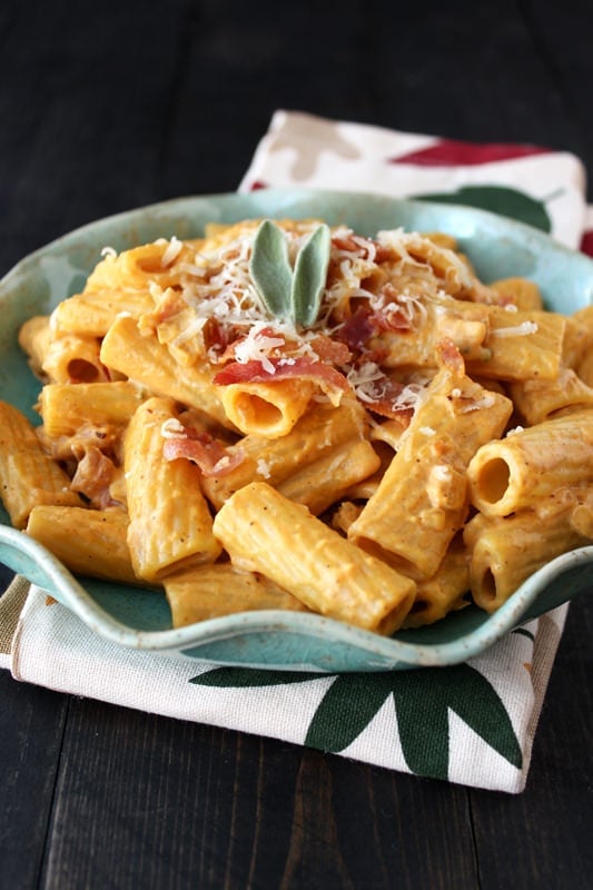 Creamy Pumpkin Prosciutto Rigatoni is an ultra satisfying fall meal!