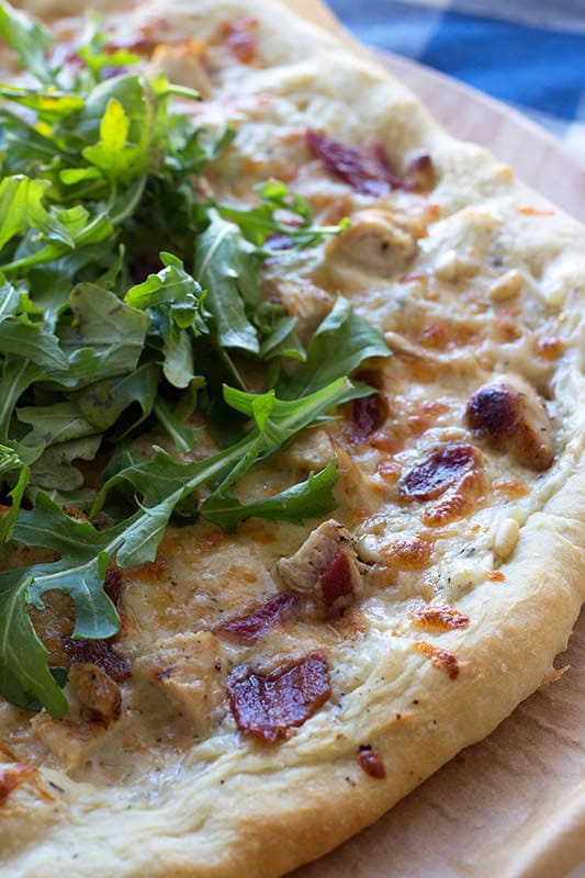The Best White Pizza Recipe The Best White Pizza with bacon and arugula