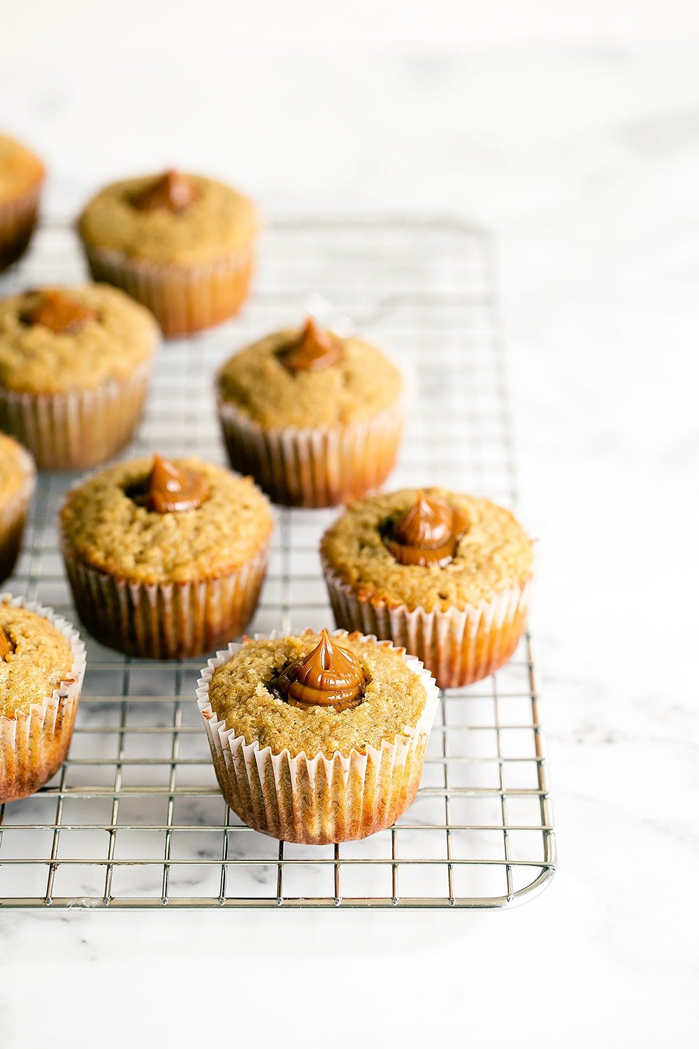 Dulce de Leche Banana Cupcakes with Chocolate Frosting are out of this world moist and flavorful!
