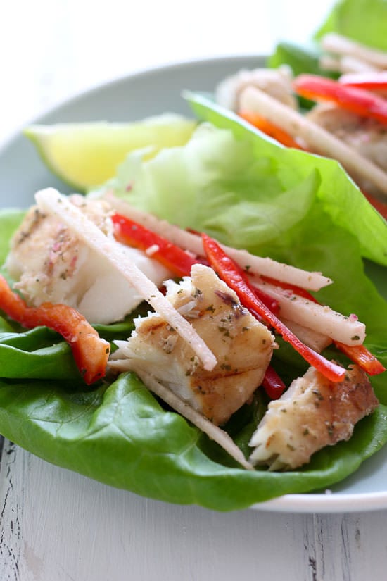 Grilled Fish Lettuce Tacos with Mojito Marinade - dairy-free & gluten-free!
