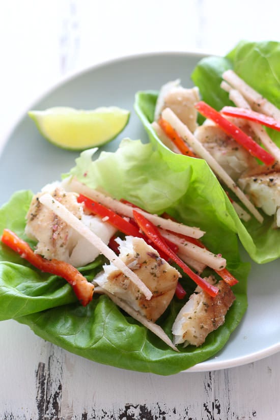 Grilled Fish Lettuce Tacos with Mojito Marinade
