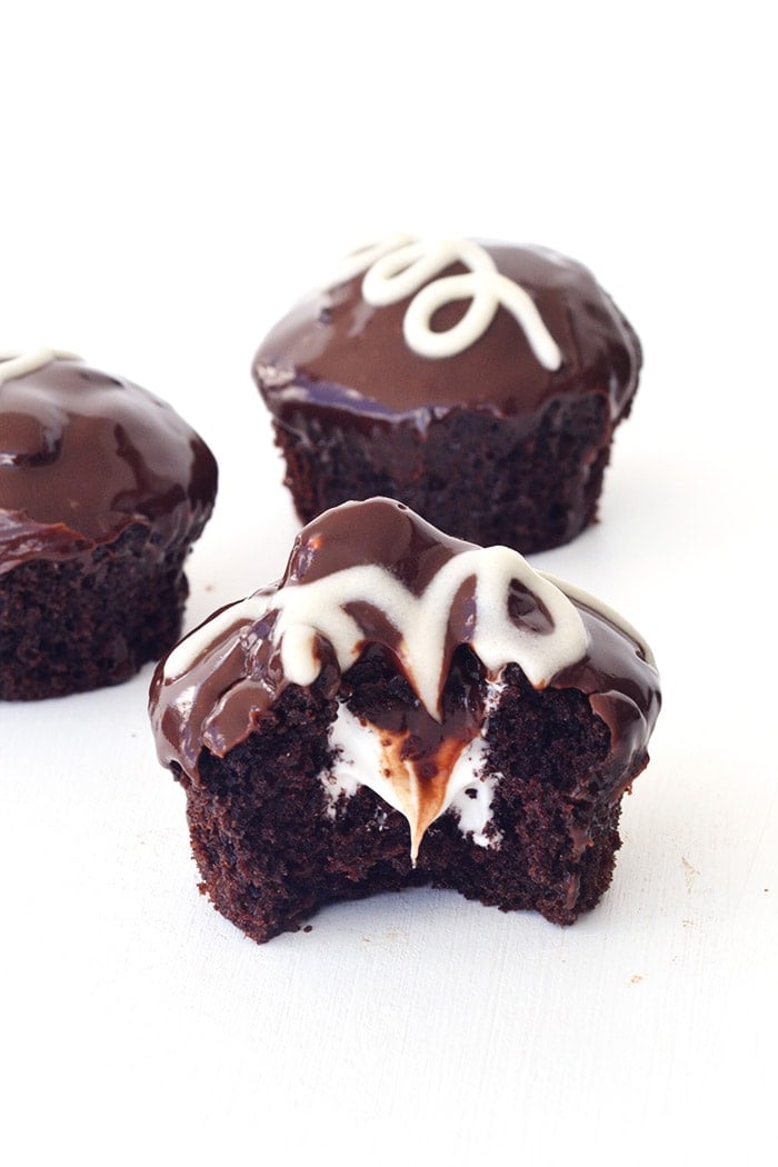 Homemade Ding Dong Chocolate Cupcakes