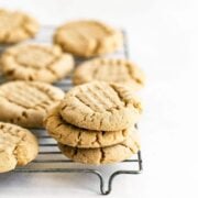 Homemade Peanut butter cookies cooling on a rack